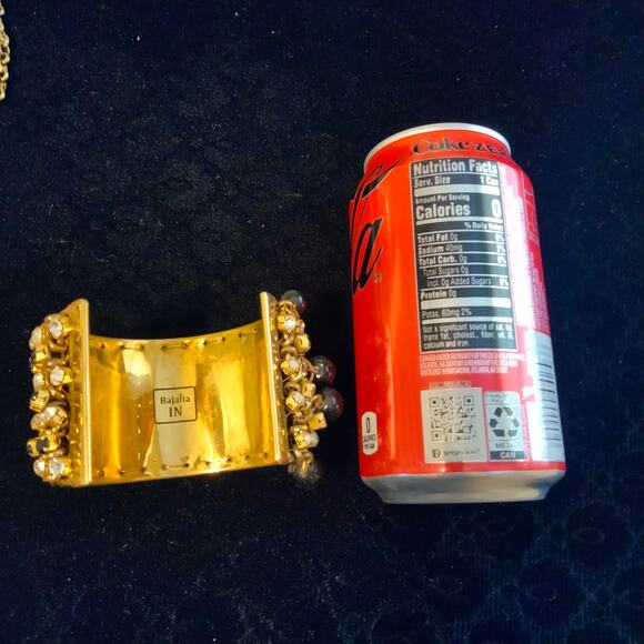 Iris Apfel & Bajalia Black & Clear Rhinestone Gold Toned Cuff Bracelet - Picture 14 of 14